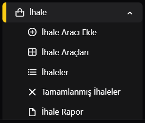 İhale Menüsü