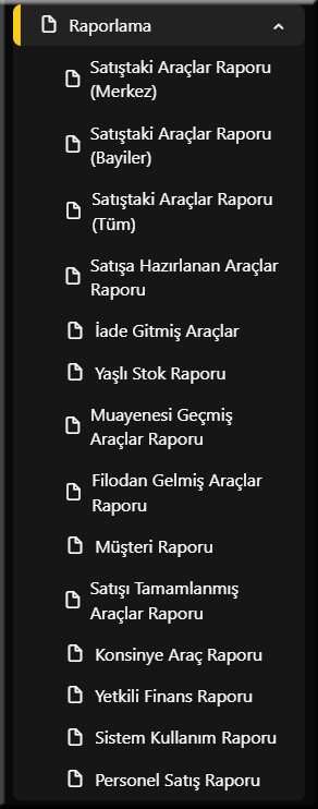 Raporlama Listesi
